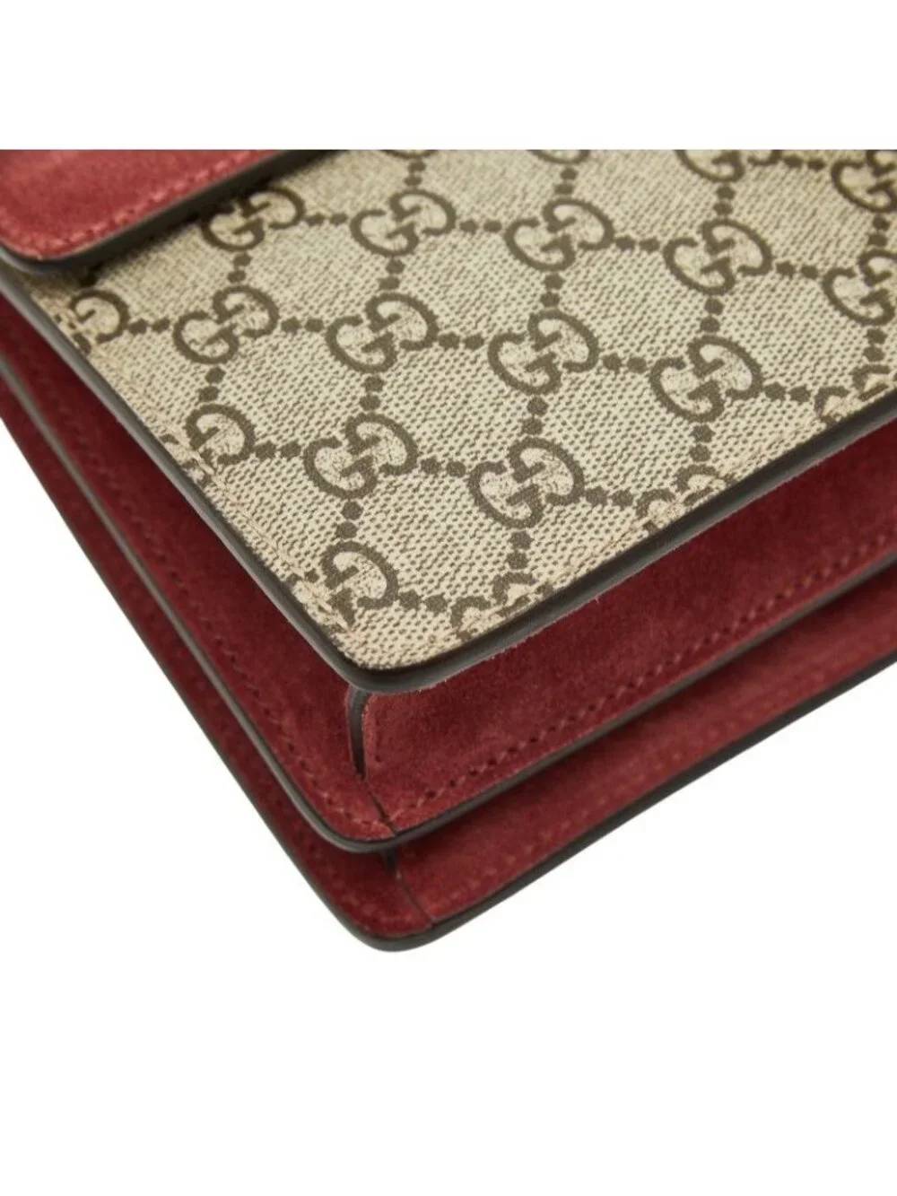 ★SOLD★ Gucci GG Supreme Blue Mus Dionysus Chain Shoulder Bag Beige Red Suede - Picture 5 of 10